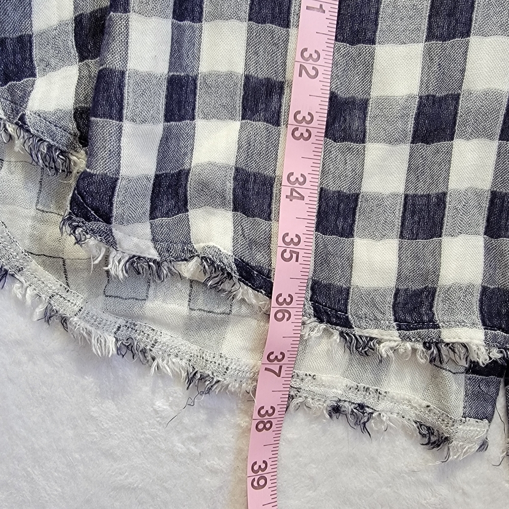 Cloth & Stone Anthropologie V Neck Sleeveless Gingham Blue White Dress Check L - Picture 13 of 13